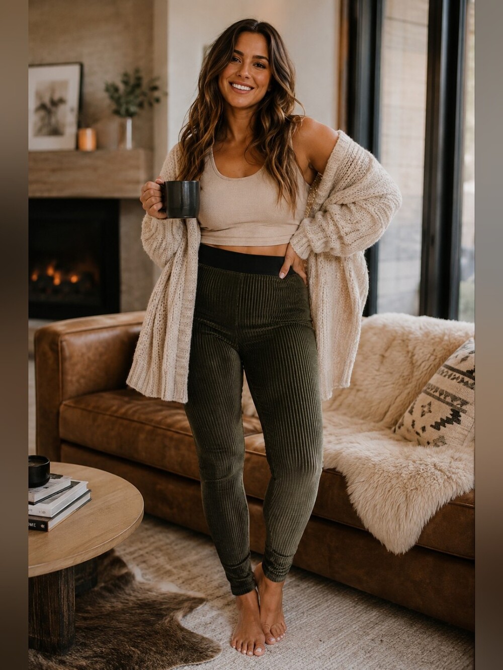 FREE PEOPLE  Here We Go Hunter Green Striped Velvet High Rise Leggings